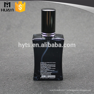 bouteille de parfum noire en forme de carré vide de cristal pour le parfum